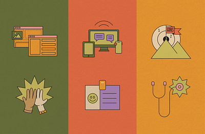 Styled Icons beckner computer goals high five hill icons id illustration karli notifications retro stethoscope target teamwork texture website