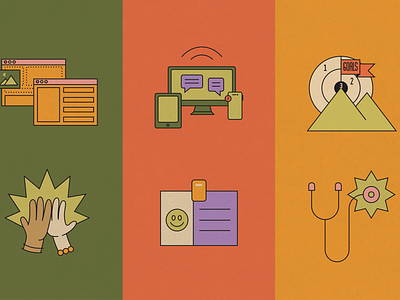 Styled Icons beckner computer goals high five hill icons id illustration karli notifications retro stethoscope target teamwork texture website
