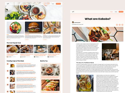 Food Journal (Article) article blog blog design design food food article food blog foodies fresh ui landing page orange ui website design