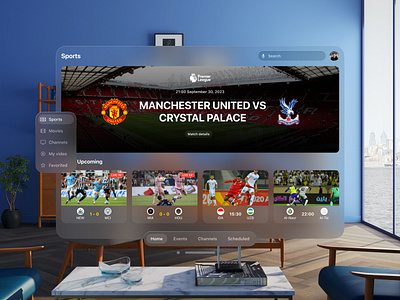 Sport Dashboard - Spatial UI Design app dashboard spatialdesign sport streaming ui uidesign uiux uiuxdesign uiuxdesigner ux uxdesign website