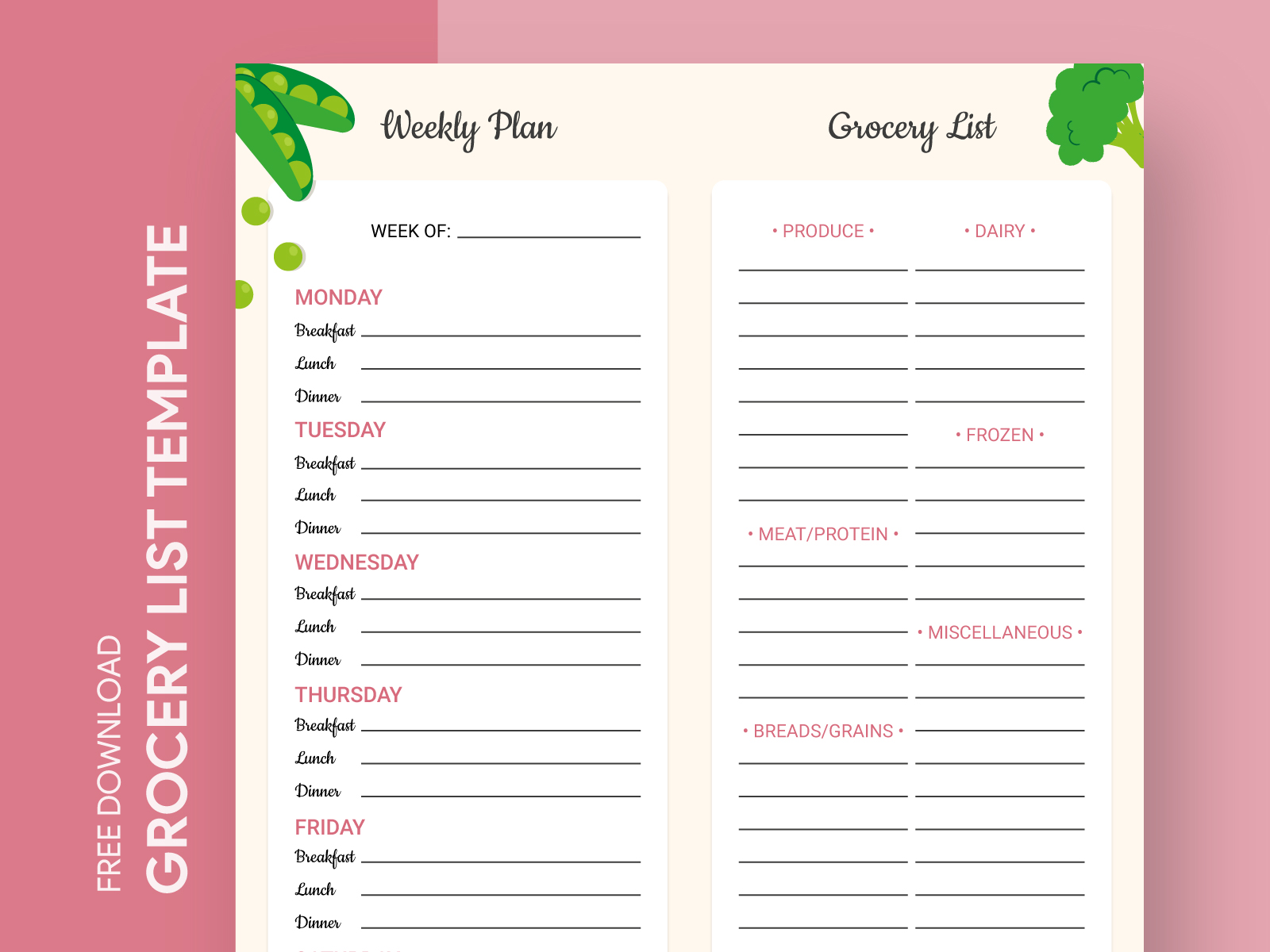 Meal Plan Grocery List Free Google Docs Template by Free Google Docs  Templates - gdoc.io on Dribbble