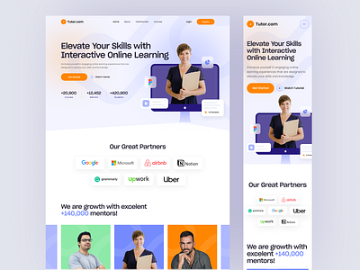 Online Course Landing Page app app design design full page graphic design landing landing page learning online course page platfrom salung tutor tutorial ui ui design ui ux web app website website ui