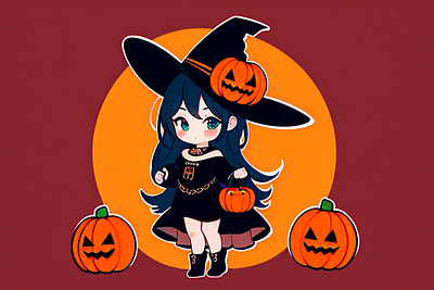 witch chibi design graphic design illustration