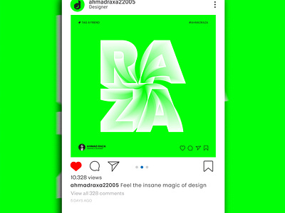 Raza Text Effect Post..... modern social media post design text typography