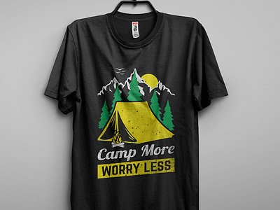 Camping t shirt design. Custom t shirt design camp camp more t shirt camp more worry less t shirt camping t shirt design creative t shirt design custom t shirt design design graphic design graphics design grunge t shirt outing t shrt retro t shirt t shirt design typography vintage vintage t shirt design worry less t shirt yellow t shirt yellow tent t shirt