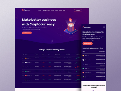 Crypto Landing Page crypto design landing page mobile responsive ui design uiux design