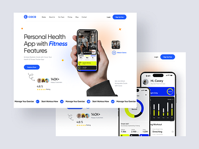 Gym - Header Exploration agency app company fitness gym header health hero landing page platform profile software sport ui website workout