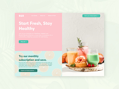 Blends & Bucha (Smoothies & Kombucha) clean cute drink healthy kombucha pastel simple smoothies ui ux