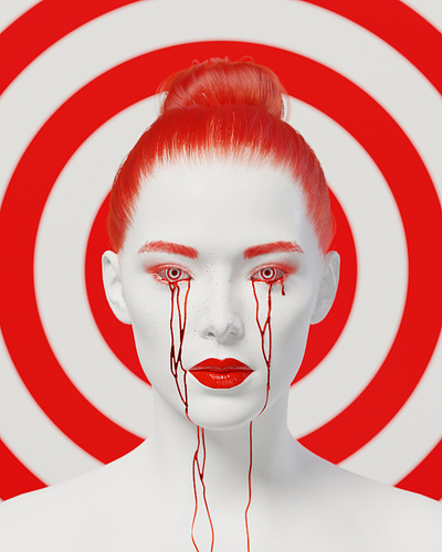 Red Tears 3d art artwork drawing girl illustration model portrait red target tears visual art white