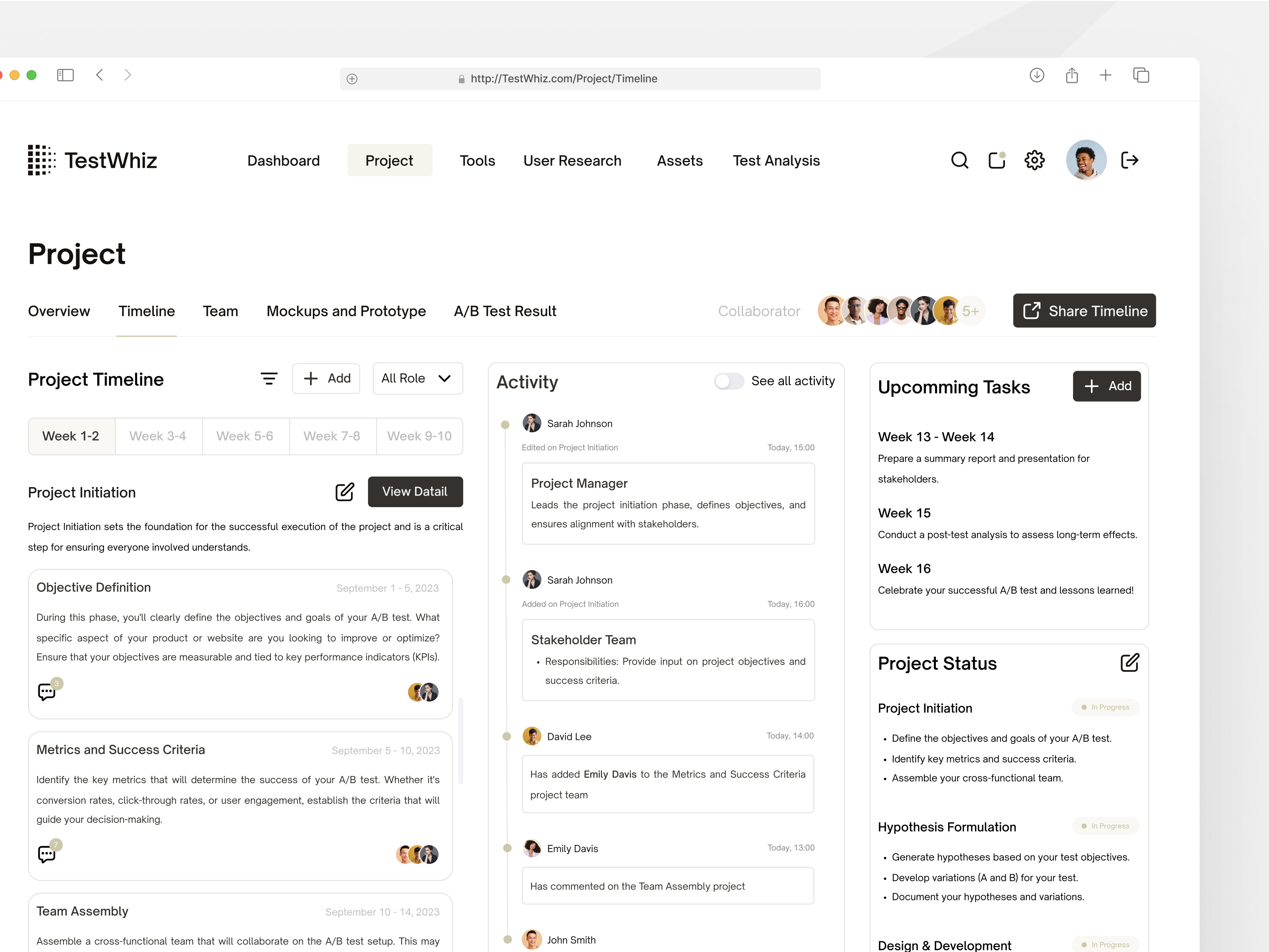 Timeline - TestWhiz branding dashboard design illustration logo saas ui ux web website