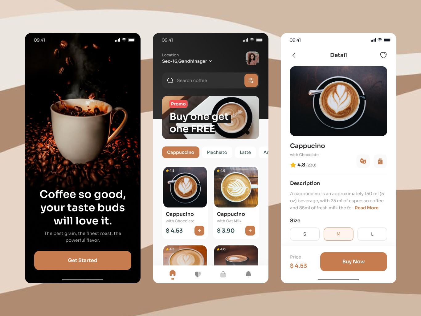 Coffee app design by Gaurang Vyas on Dribbble