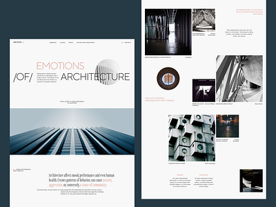 Landing page Emotions of architecture architecture figma grid minimalism typography ui ux web webdesign website