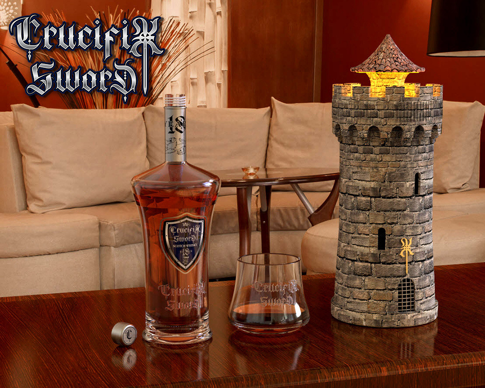 Crucifix Sword 1L Scotch Whiskey 3d 3d interior 3d modeling alcohol architecture beirut brand design brand identity branding castle creative design interior design lebanon lighting package design packaging product design whiskey whisky