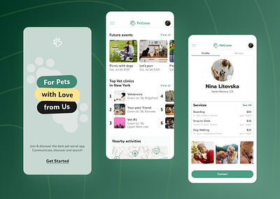 The Social App for Pet Owners android app concept dailyui design events feed illustration ios mobile mobile app news pet pet owner pets profile social ui user user profile