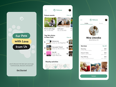 The Social App for Pet Owners | Pet Wellbeing android app concept dailyui design events feed illustration ios mobile mobile app news pet pet owner pets profile social ui user user profile