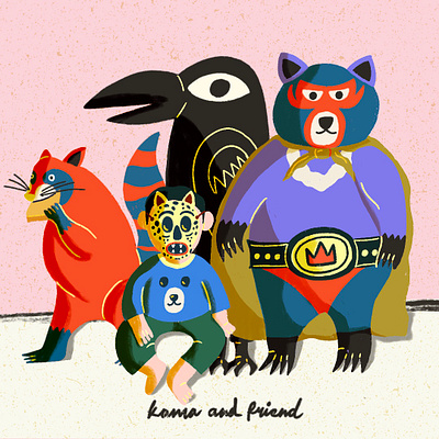 Kama And Friend animal bear character children crow design doodle download fiver gouche graphic design illustration illustrations kids procreate racoon sale