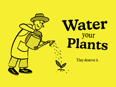 Water your Plants branding cartoon design graphic design halftone illustration plant