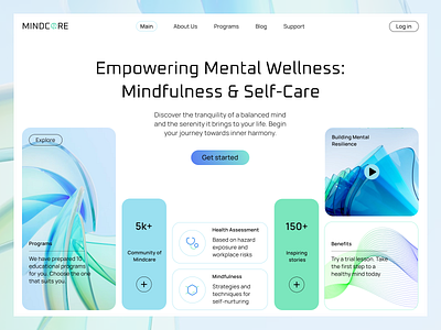 Mindcare - main screen design healh landing page main page main screen site ui uiux web design website wellness