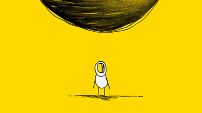 The Futility of a Designed Life black and white character design editorial essay handdrawn illustration ink minimalist simple yellow