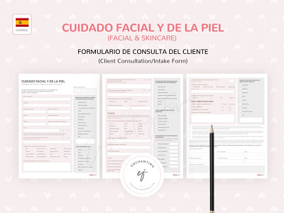 SPANISH (ESPAÑOL) Facial Skincare Forms client treatment record skincare guides and routine