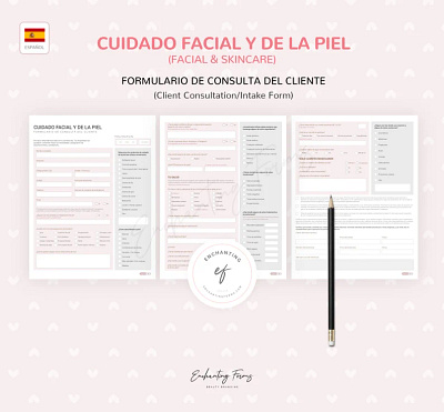 SPANISH (ESPAÑOL) Facial Skincare Forms client treatment record skincare guides and routine