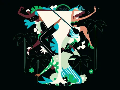Cheers to the weekend! characterdesign dance design flowers illustration martini music packaging plants salsa