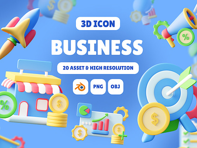 Business 3D Icons Set 3d 3d business 3d finance 3d financial 3d icon 3d icons business ecommerce finance financial management promotion shopping startup