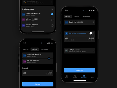 Deposit. Transfer accounts app banking bonus broker dark deposit fields finance forex guidelines light market mobile payment trading transactions transfer wallet withdraw