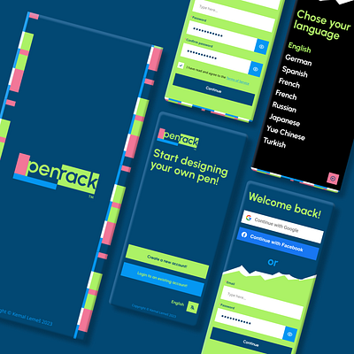 Penrack app design app blue dark blue figma fun green mobile mobileapp neon green ui ux