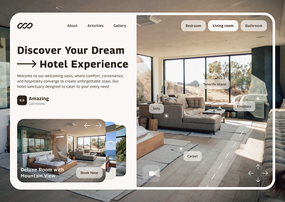 VR Hotel - Landing Page 360 booking design design agency figma hero screen hotel landing room traveling ui uxui vr