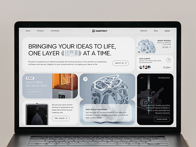 Digiprint -3d printer shop website 3d block design branding graphic design module design shop store ui ux web design website