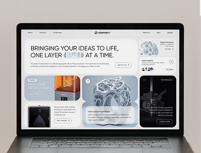 Digiprint -3d printer shop website 3d block design branding graphic design module design shop store ui ux web design website