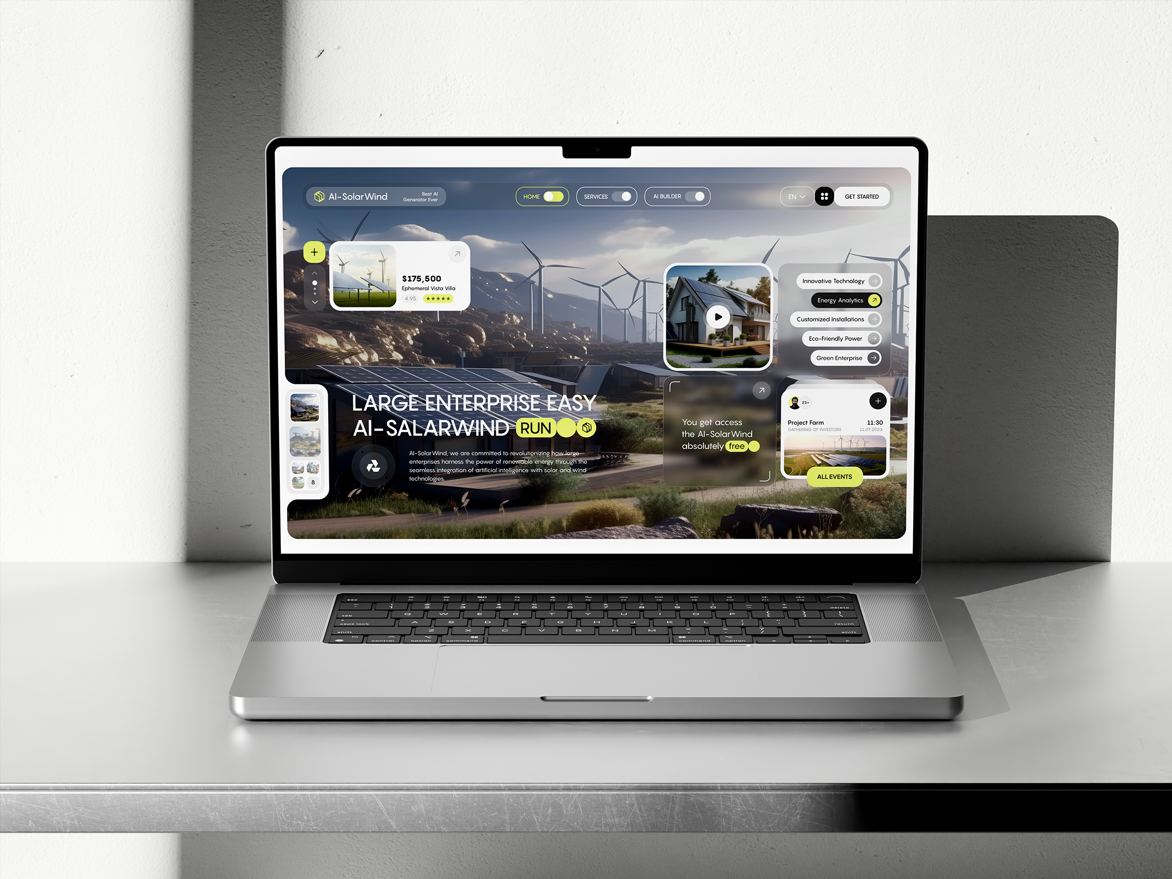 Ai-SolarWind - Solar and wind enterprises website ai branding shop solar store ui ux web web design website