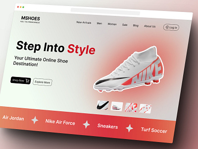 Shoes store landing page app design landing page ui uidesign uiux website design