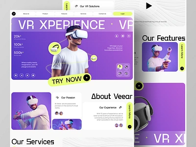 Veear - Virtual Reality AR Company Landing Page Website apple design apple vision pro ar augmented reality company design home page landing page oculus spatial ui tech technology ui ux virtual reality vr web web design website website design