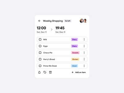 Weekly Shopping //NewUI design drink food fruit grocery grocery list interface list meat online shopping saas shopping list ui ux widget