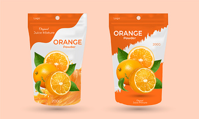 Pouch packaging design box packaging colorful package creative package design designer graphic design graphics label design modern pouch package orange orange powder package design packaging pouch packaging powder product label product packaging