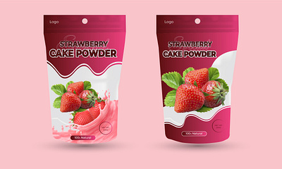 Pouch packaging design box packaging colorful package creative package design designer graphic design graphics label design modern pouch package package design packaging pouch packaging product label product packaging strawberry cake