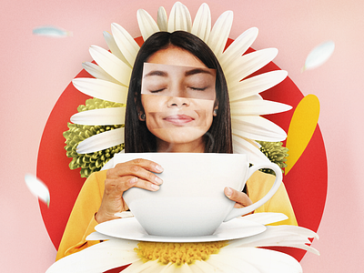 Podcast cover: Does chamomile tea really calm you down? collage collageart collageartist collageillustration design digitalcollage editorial editorialcollage editorialdesign editorialillustration graphicdesign illustration montage photomontage podcast science sciencecommunication