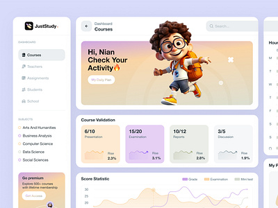 JustStudy - Course Management admin admin panel admin ui analytics bar chart calendar clean crm dashboad dashboard web interface platform product design schedule ui uiux design user dashboard user experience ux dashboard web dashboard