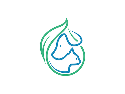 Pets Care Logo Icon animal care animals beauty blue care care products cat design dog drop forsell green icon leaf lineart logo paw pets simple