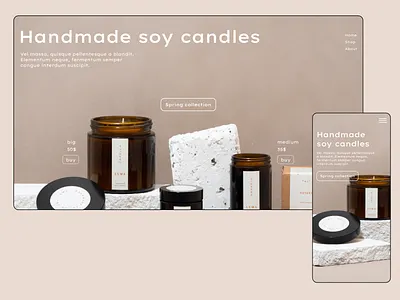 Handmade candles shop design e commerce ecom ecommerce graphic design landihgpage online online shop shop site sitedesign ui uidesign uiux design uxdesign web design web designer web development website