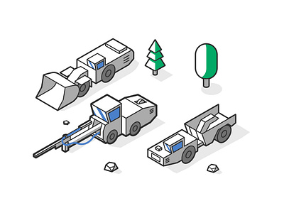 Mining Vehicles Illustration affinity designer flat design illustration isometric isometric vehicle mining mining vehicle undeground vehicle vector vehicles