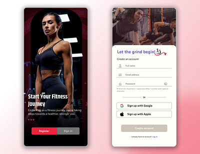 Fitness App- Sign up screens fitness mobile app sign up ui design