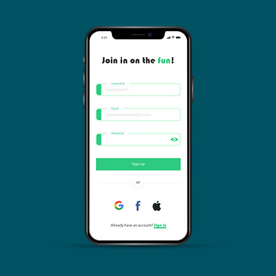 Join in on the fun! dailyui graphic design mobile sign up ui