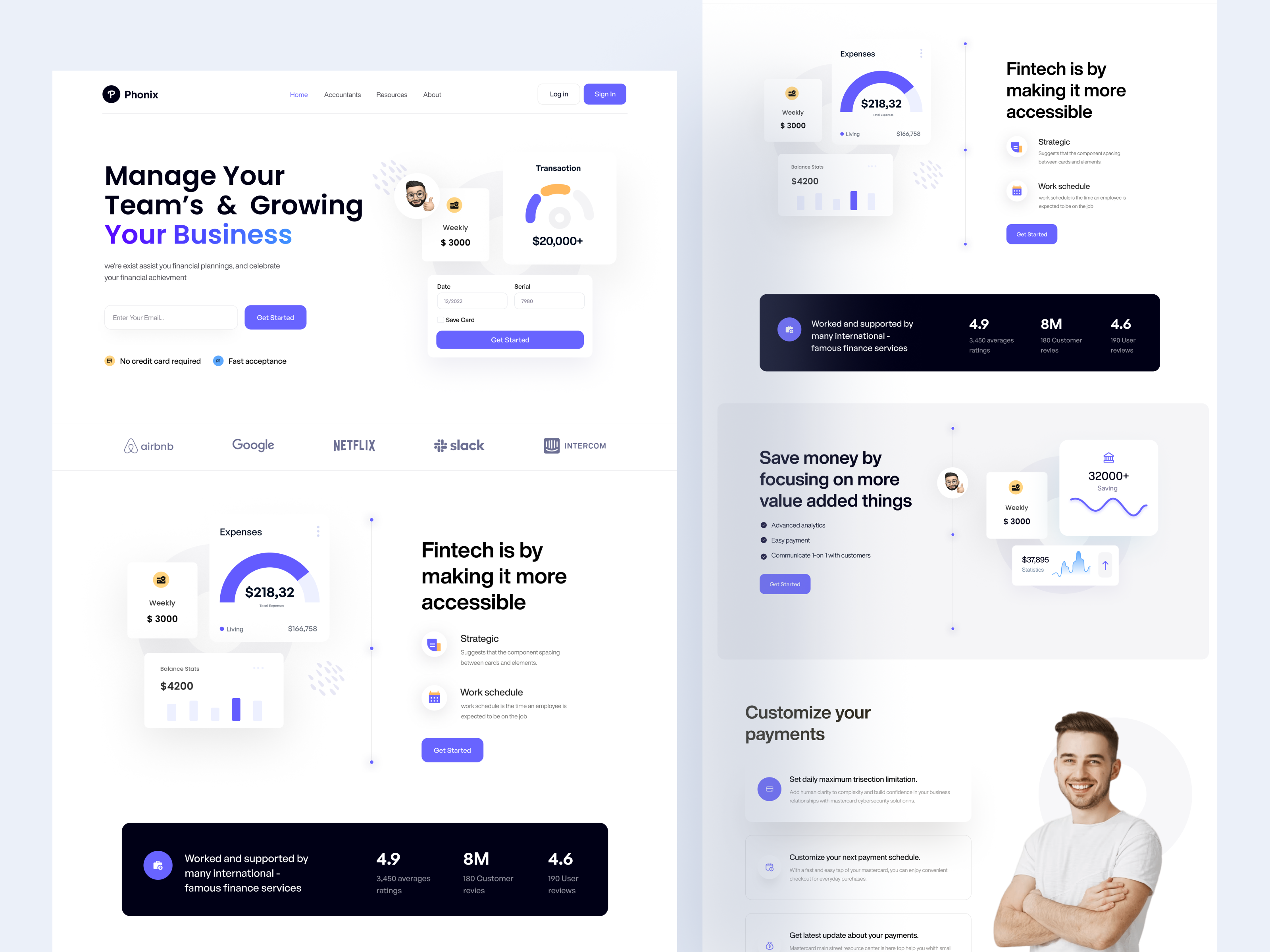 Fintech Website Design - Phonix bank banking web banking website fintech landing page saas saas app saas design saas product saas web ui ux wallet wallet website webdesign website website design