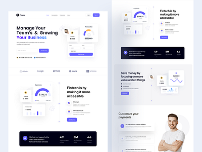 Fintech Website Design - Phonix bank banking web banking website fintech landing page saas saas app saas design saas product saas web ui ux wallet wallet website webdesign website website design