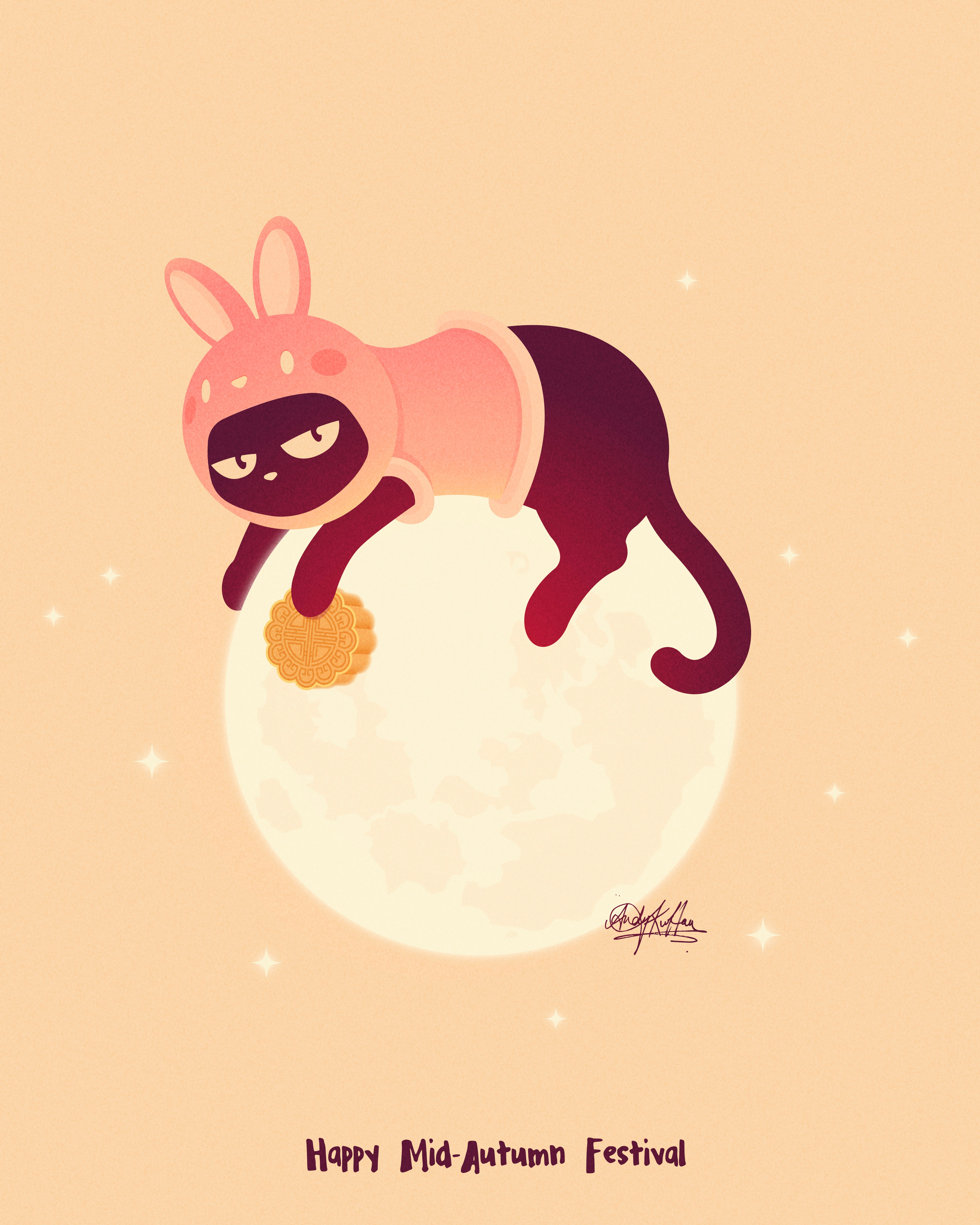 Happy Mid-Autumn Festival 2023 animals asian asian art black cat cat color colour costume cute illustration kawaii mid autumn mid autumn festival moon moon cake moon rabbit moon viewing vector 中秋 中秋節