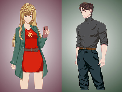 Anime character design. Manga adobe illustrator