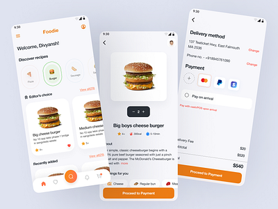 Foodie: An Food Delivery app android app delivery design food interface ios kitchen minimal mobile new ui uidesign uxdesign